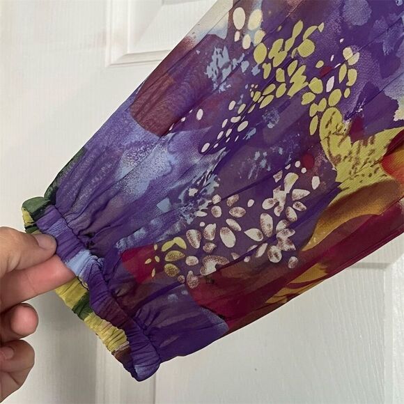 Oleg Cassini Vintage Sheath Dress Size 2 Multicolor Sheer Sleeves - Picture 7 of 8